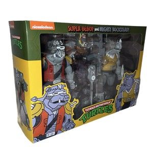 NECA TMNT Super Bebop and Mighty Rocksteady 7" Scale Action Figures Brand New